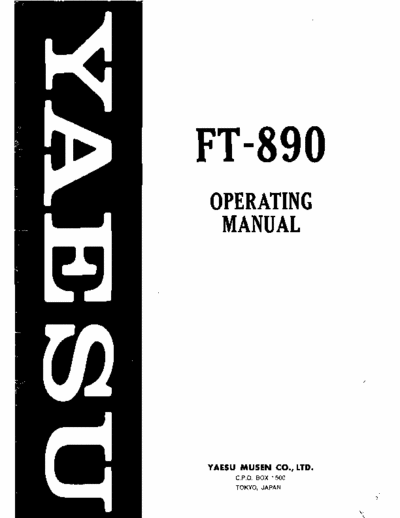 Yaesu FT-890 HF Tranceiver Operations Manual